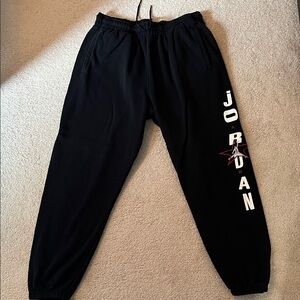Jordan Men's Black Sweatpants with White Logo